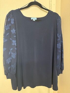 CeCe Navy Scoop Neck Tunic Top